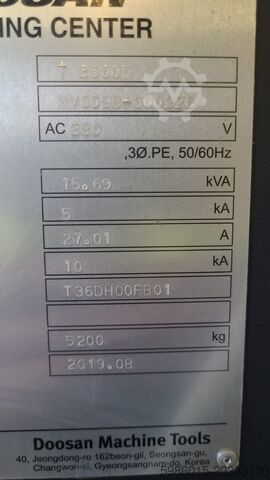 Centre d'usinage vertical DOOSAN T 3600D