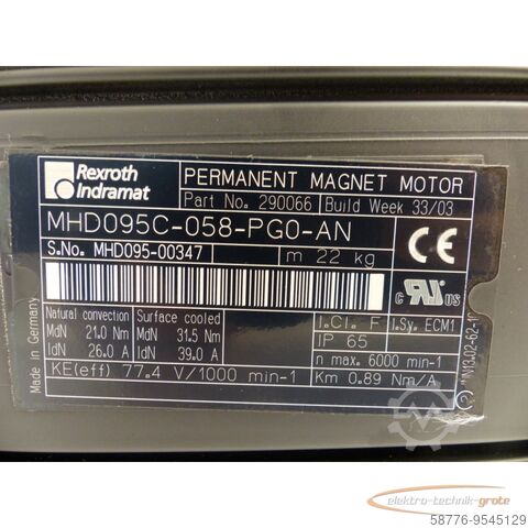 Control unit Indramat Rexroth MHD095C-058-PG0-AN Per. Magnet Motor SN: MHD095-00347 ungebr.