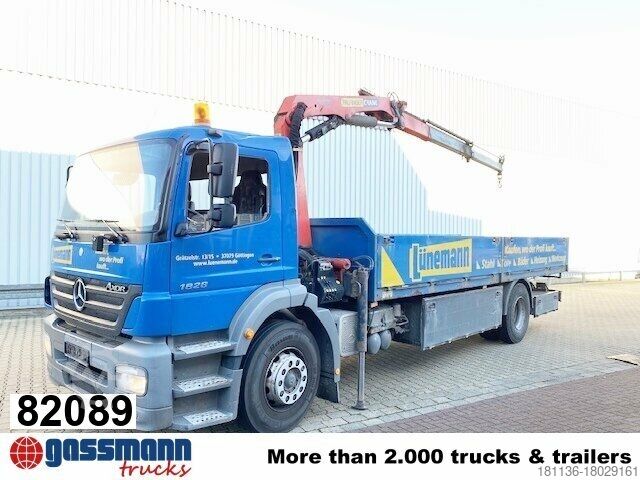 Camión de plataforma Mercedes-Benz Axor 1828 L 4x2 mit Kran Palfinger PK 9501, Funk
