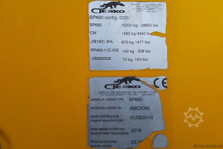 Mobiele kraan Jekko SPK60 Hybrid - Diesel + Electric, Pick & Carry Fun