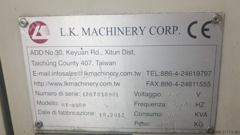 Centro de maquinação vertical LK Machinery Mt 800 Cambio pallet