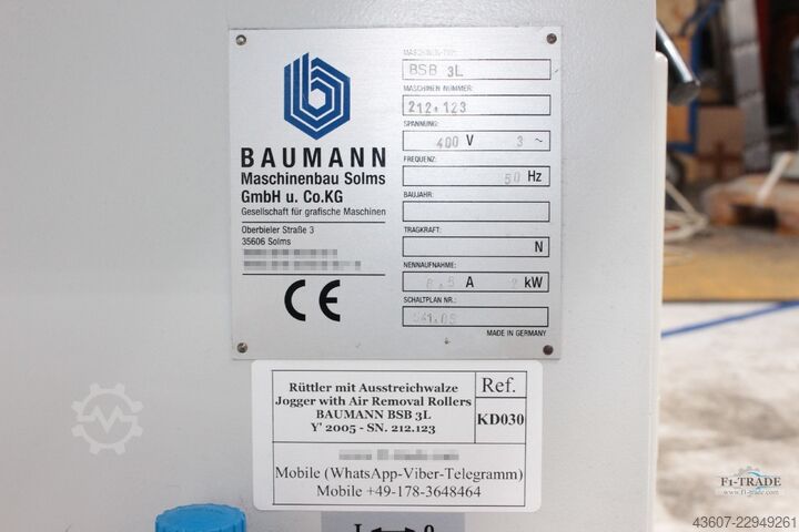 Desagregador automático com vibrador e rolo de extração Baumann BSB 3 L