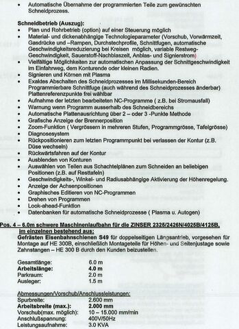 Plasma-skärmaskin Zinser 2426N