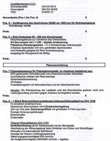 Plasma-skärmaskin Zinser 2426N