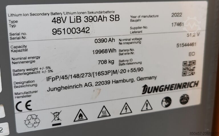 Ηλεκτρικό - 3 τροχοί Jungheinrich EFG 213 LI ION 2022y/ 3.3m/ 8561h/ 4v