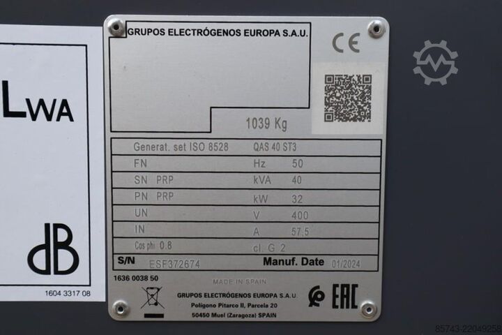 Kruszywo Atlas Copco QAS 40 ST3 Valid inspection,  Diesel, 40 kVA