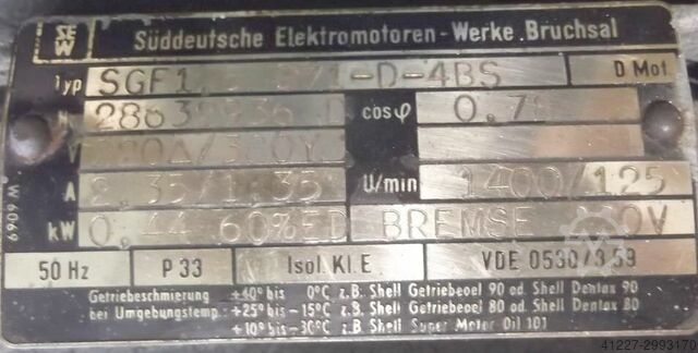 Getriebemotor 0,44 kW 125 U/min SEW-EURODRIVE SGF1,5D/1-D-4BS