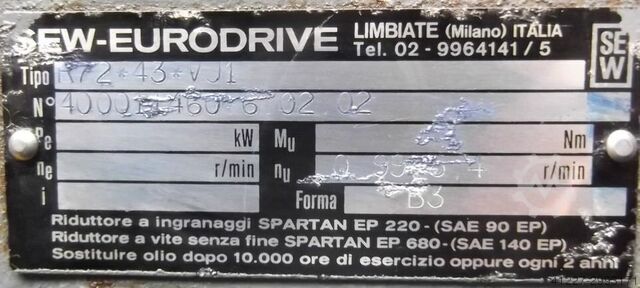 Instelbare tandwielmotor 0,37 kW 1,2-6 tpm SEW-EURODRIVE R72-43-V01