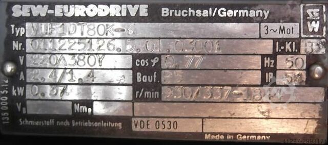 Instelbare tandwielmotor 0,37 kW 1,2-6 tpm SEW-EURODRIVE R72-43-V01