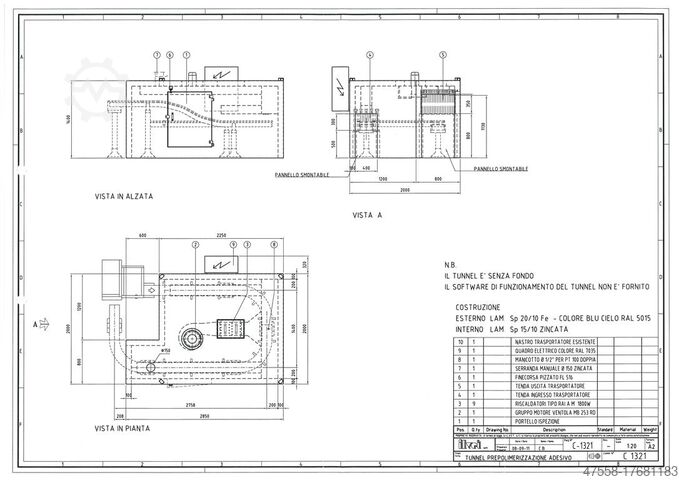 Folyamatos kemence - előpolimerizációs alagút ILVET C-1321