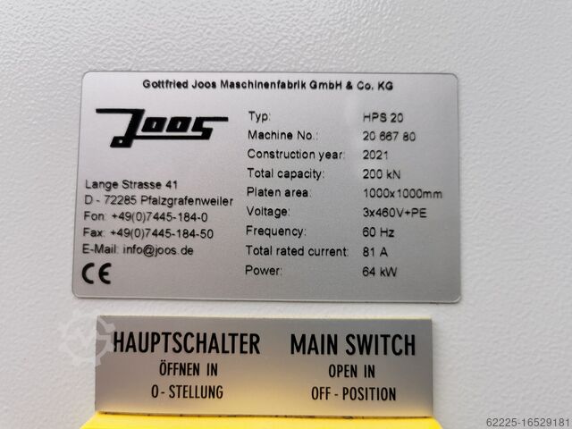 Etagenfurnierpresse, Mehr-Etagen-Furnierpresse Joos HPS 20