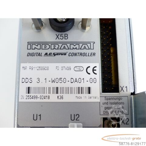 Rexroth Indramat component Rexroth Indramat DDS 3.1-W050-DA01-00 SN:255499-02418 - ! -