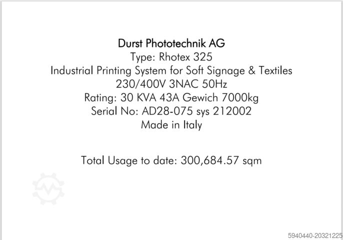 Macchina da stampa tessile DURST Rhotex 325, year 2019