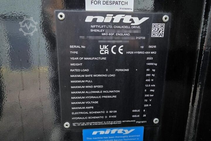 Rakodógép Niftylift HR28 HR28 HYBRID 4x4 MK2 Hybrid, 4x4 Drive, 28m Wo