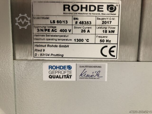 Kameroven 1300°C, 60 liter, afzuigkap ROHDE LS 60/13 mit Bentrup Regler