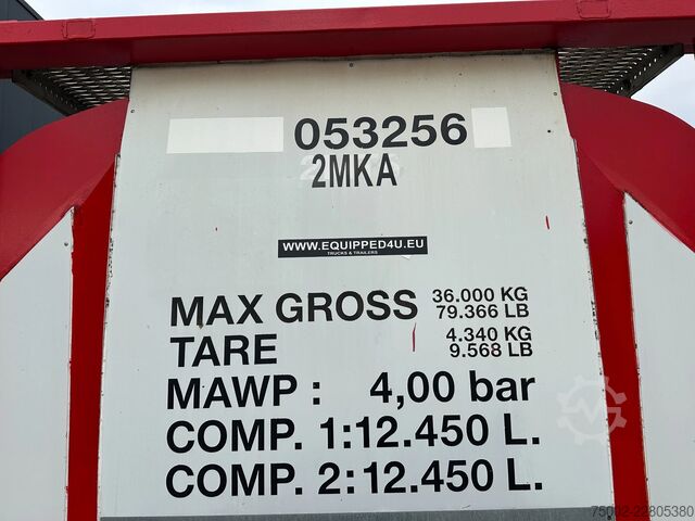 Container Van Hool 20FT  24.900L / 2 comp (2x 12.450L) / UN PORTAB...