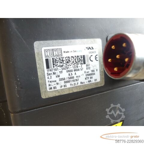 Unità di controllo KUKA 1FK7101-5AZ91-1ZZ9-Z S07 Servomotor SN: YFVN50665657012
