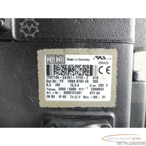 Unidad de control KUKA 1FK7105-5AY81-1YY3-Z S18 Servomotor SN: YFVD50670449005