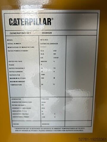 Aggregaat Caterpillar DE13.5E3 - 13.5 kVA Generator - DPX-18001