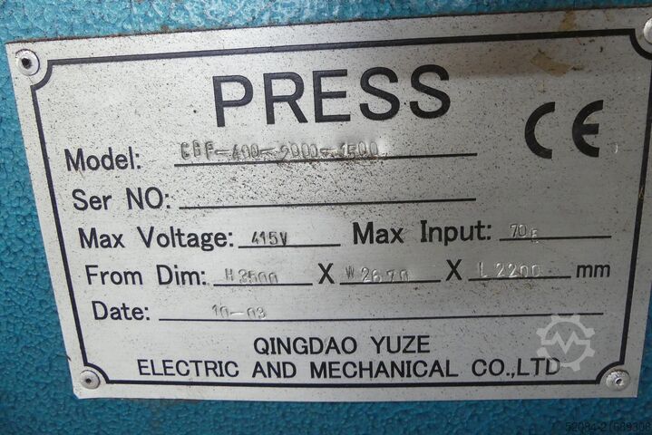 Press Qingdao Yuze Electric and Mechanical Co. CBP-400-2000-1500
