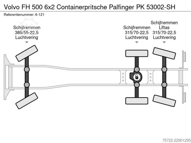  Volvo FH 500 6x2 Containerpritsche Palfinger PK 53002-SH