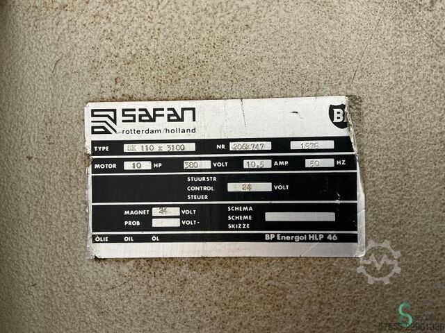 Presă de îndoit tablă Safan SK 110-3100, anul fabricației 1979 Safan SK 110-3100