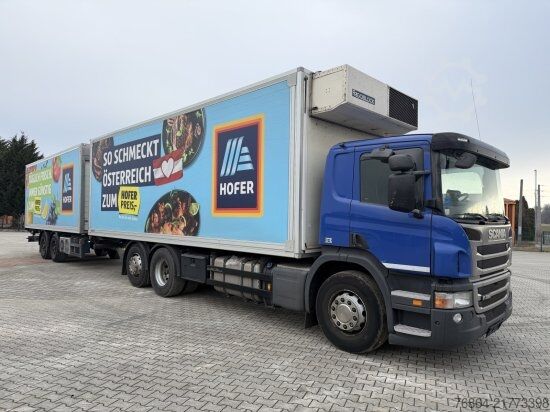 Camion e rimorchio SCANIA P380   EURO 5 DAZU SCHEUWIMMER FT1119 ZENTRALACHSANHäNGER