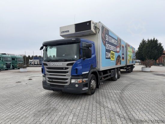 Camion e rimorchio SCANIA P380   EURO 5 DAZU SCHEUWIMMER FT1119 ZENTRALACHSANHäNGER