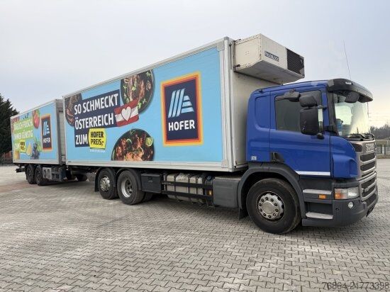Camion e rimorchio SCANIA P380   EURO 5 DAZU SCHEUWIMMER FT1119 ZENTRALACHSANHäNGER