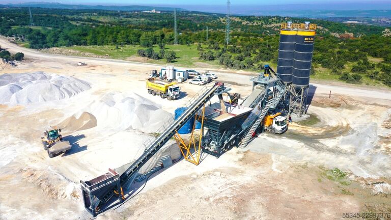 Stație mobilă de dozare a betonului FABO Mobile Concrete Batching Plant 120 m3/h Mobile Concrete Batching Plant