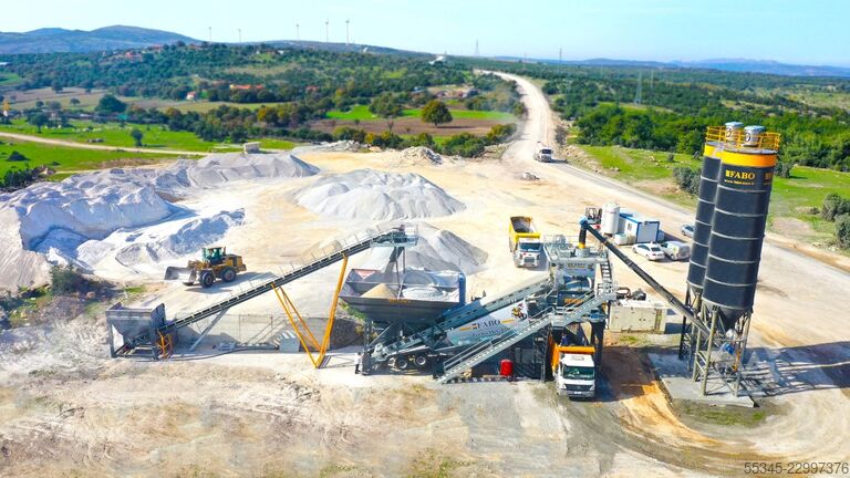 Stație mobilă de dozare a betonului FABO Mobile Concrete Batching Plant 120 m3/h Mobile Concrete Batching Plant