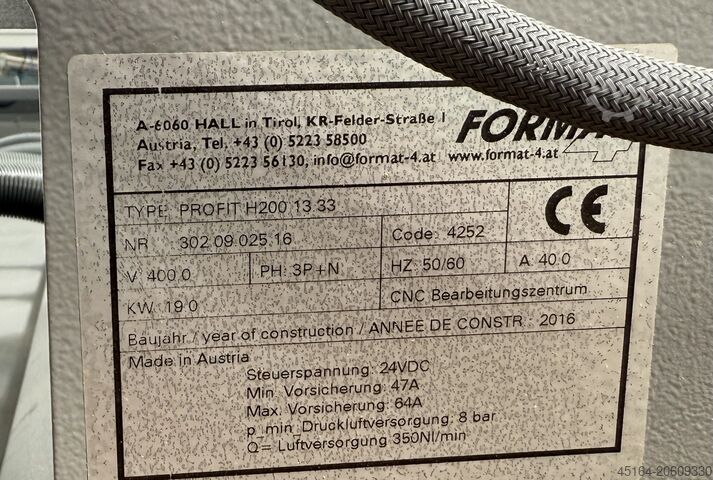 CNC Bewerkingscentrum Format 4 Profit H200 13.33 4-Achs