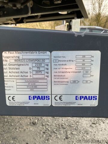 Trailerens arbejdsplatform Paus GT 16 AG