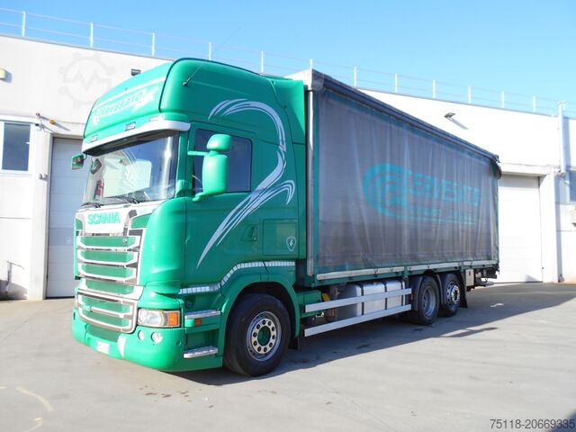 Caminhão com plataforma e lona SCANIA R450 6x2 CENTINA + SPONDA