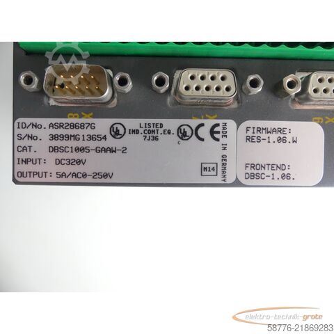 Komponenta Baldor DBSC1005-GAAW-2 Servoantrieb INPUT ID/No: ASR28687G SN: 3899MG13654