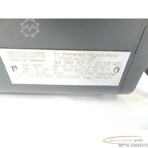 Styreenhed Siemens 1FT5072-0AC01-2 SN: EE883737901001 Permanent-Magnet Motor