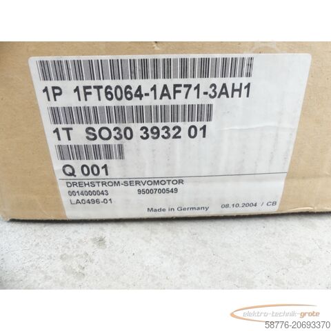 Unidad de control Siemens 1FT6064-1AF71-3AH1 Motor SN: 1TSO30393201 --