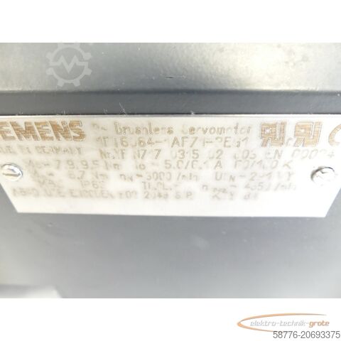Control unit Siemens 1FT6064-1AF71-3EG1 Brushless Servomotor SN: YFN717031502003