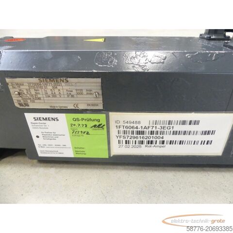 Siemens motor Siemens 1FT6064-1AF71-3EG1 Motor SN: YFS729616201004 - Generalüberholt -