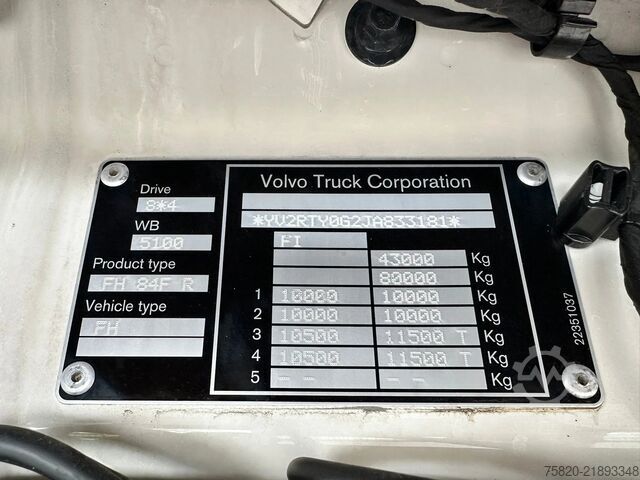 Vrachtwagen met kraan Volvo FH 8X4 BAKWAGEN MET FASSI F1150RA.2.28 XHE-DYNA...