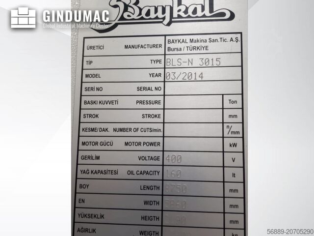 Fiberlaserskärmaskin Baykal BLS-N 3015
