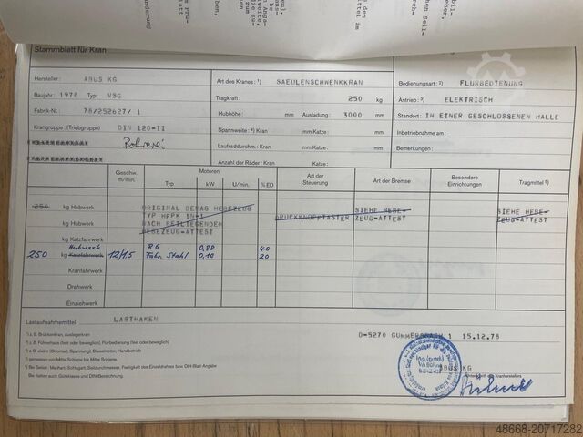 Pillar jib crane, slewing crane, crane Abus VSG