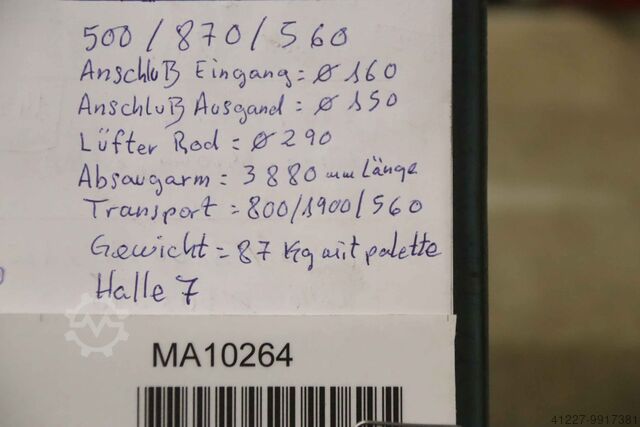 Lasrookafzuiging unbekannt 0,75 kW Ø 150 mm