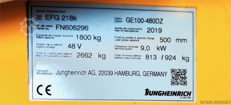 Forklift Jungheinrich EFG 218k 480 DZ Li-Ion