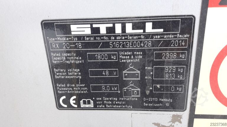 Gaffeltruck ID-nr. E00428 STILL RX20 - 18