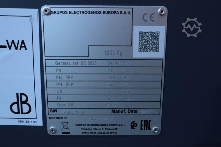 Kamenivo Atlas Copco QAS 40 ST3 Valid inspection, Diesel, 40 kVA