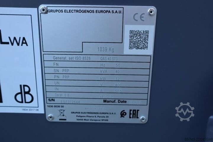 Kamenivo Atlas Copco QAS 40 ST3 Valid inspection, Diesel, 40 kVA