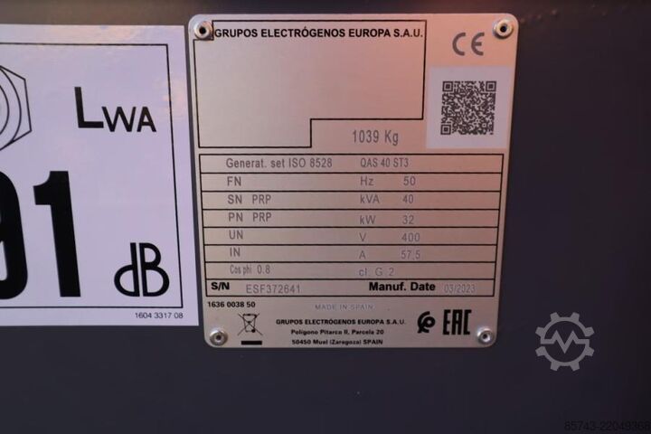 Kamenivo Atlas Copco QAS 40 ST3 Valid inspection, Diesel, 40 kVA