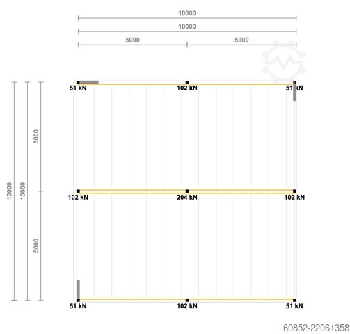 Tároló platform 10x10m Lagerbühne , Belastung : 500kg/qm Unterkante: 2,5m , ca. 100qm Systembühne