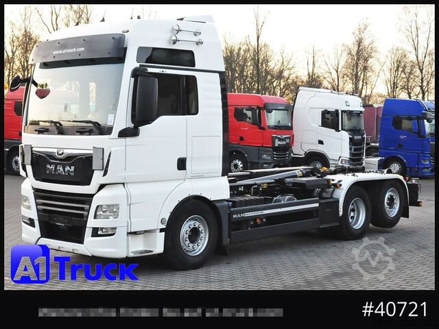 Camión portacontenedores de gancho MAN TGX 26,500 XXL, Meiller RS21-65, Intarder Standklima